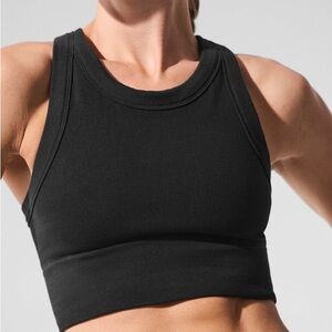 Alo Seamless Delight High Neck Bra, Black